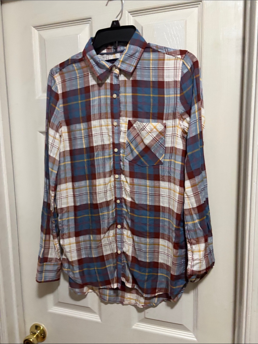 Classic Plaid Long-Sleeve Shirt - Blue & Brown